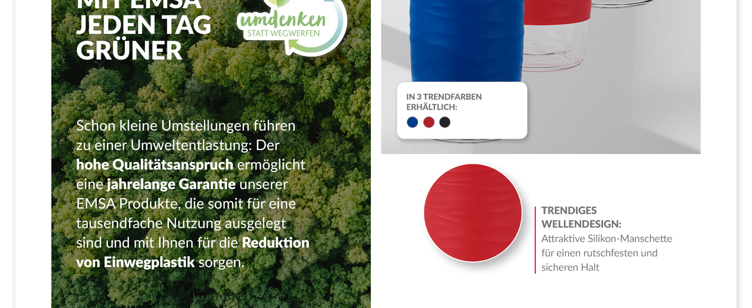 Емса N20805 Чайний горнятко з подвійними стінками | 0,4 л | знімний фільтр | без BPA | 100% герметичне | не протікає | придатне для миття в посудомийній машині | 360° отвір для пиття | Синій