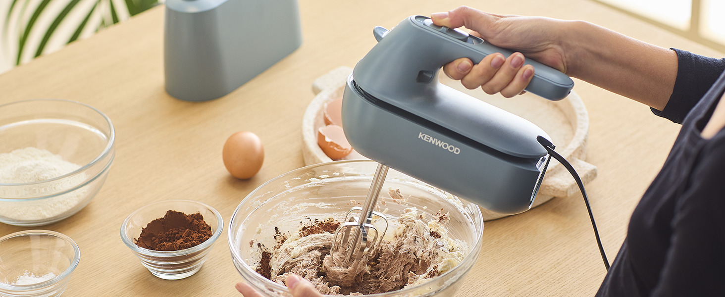 Міксер ручний Kenwood QuickMix Go HMP40.000RD, сіро-блакитний, 350W, з нержавіючою сталею, з кейсом