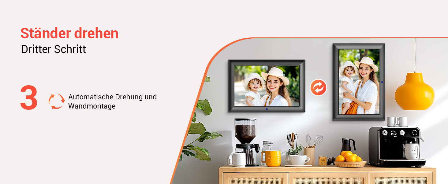 Цифровий фоторамка OBVHNUA 10.1 дюйма з IPS екраном (1280x800) та пультом, USB/SD (128GB), автоповорот, відтворення фото/музики/відео