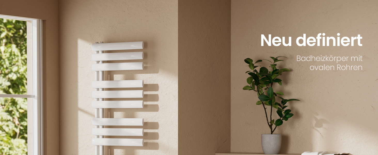 Електричний рушникосушар EMKE Oval, 1120x400 мм, білий, 408 Вт