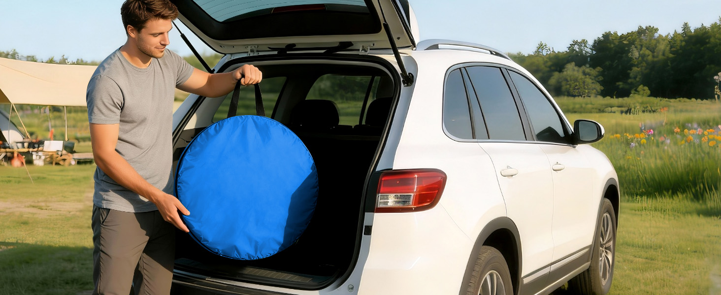 Складана душова кабіна-намет WolfWise для кемпінгу та переодягання, водонепроникний намет-туалет з UV-захистом, компактний та легкий (1,9м x 1м), синій