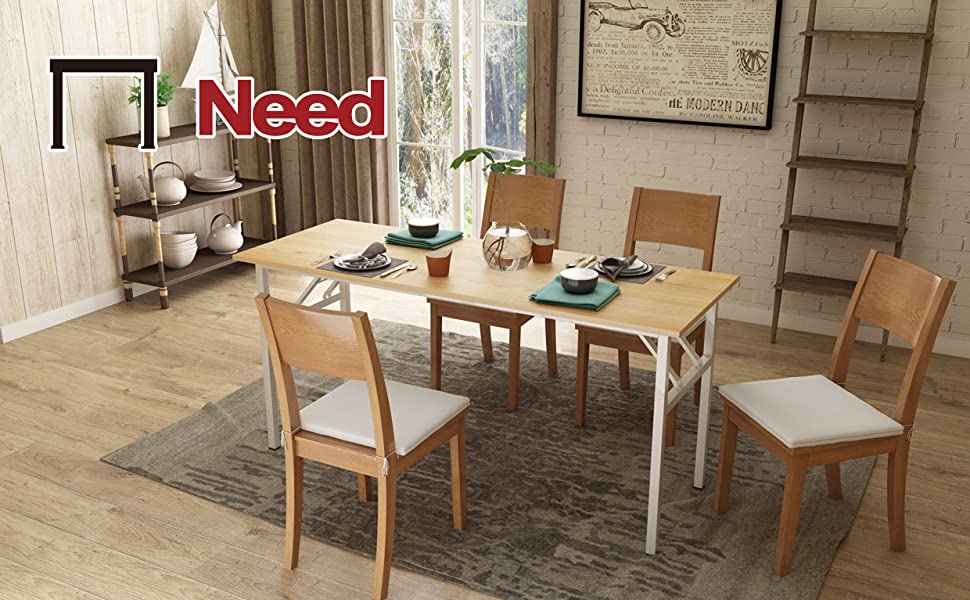 Розкладний комп'ютерний стіл / письмовий стіл 120x60 см з дерева та металу, білий (AC5AW)