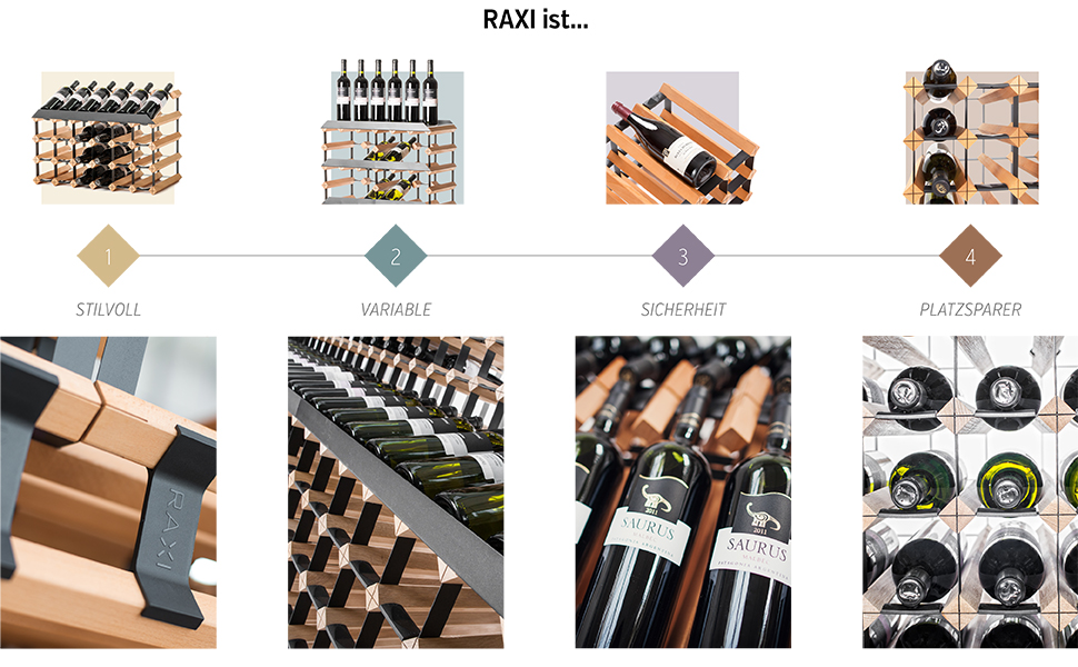 Стильна полиця для вина RAXI™ з бука (2 пляшки) - преміум дизайн