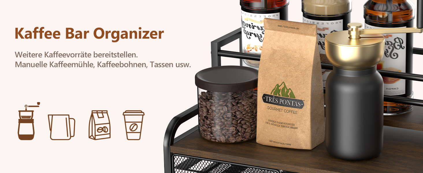 Трирівнева підставка для капсул Nespresso Vertuo з шухлядою, 40 капсул, органайзер для кави на кухню