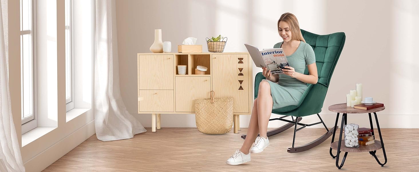 Крісло-гойдалка Cosy - зручне крісло для відпочинку в вітальні, зелене, 68x87x98 см