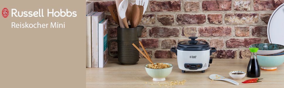 Рисварка електрична Russell Hobbs Mini 0.4л біла - для рису, кіноа, кускусу з функцією підігріву