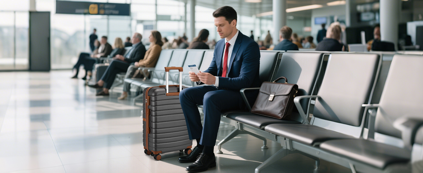 Чемодан KONO середнього розміру 66см з ABS+PC, з подвійними колесами та кодовим замком (Темно-зелений/Коричневий)