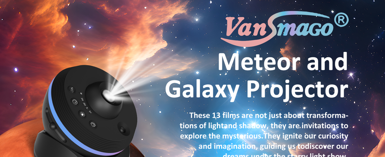 Проєктор зоряного неба VanSmaGo 8-го покоління Sternenhimmel Galaxy: Планетарій, нічник HD з обертанням 360° та таймером (білий)