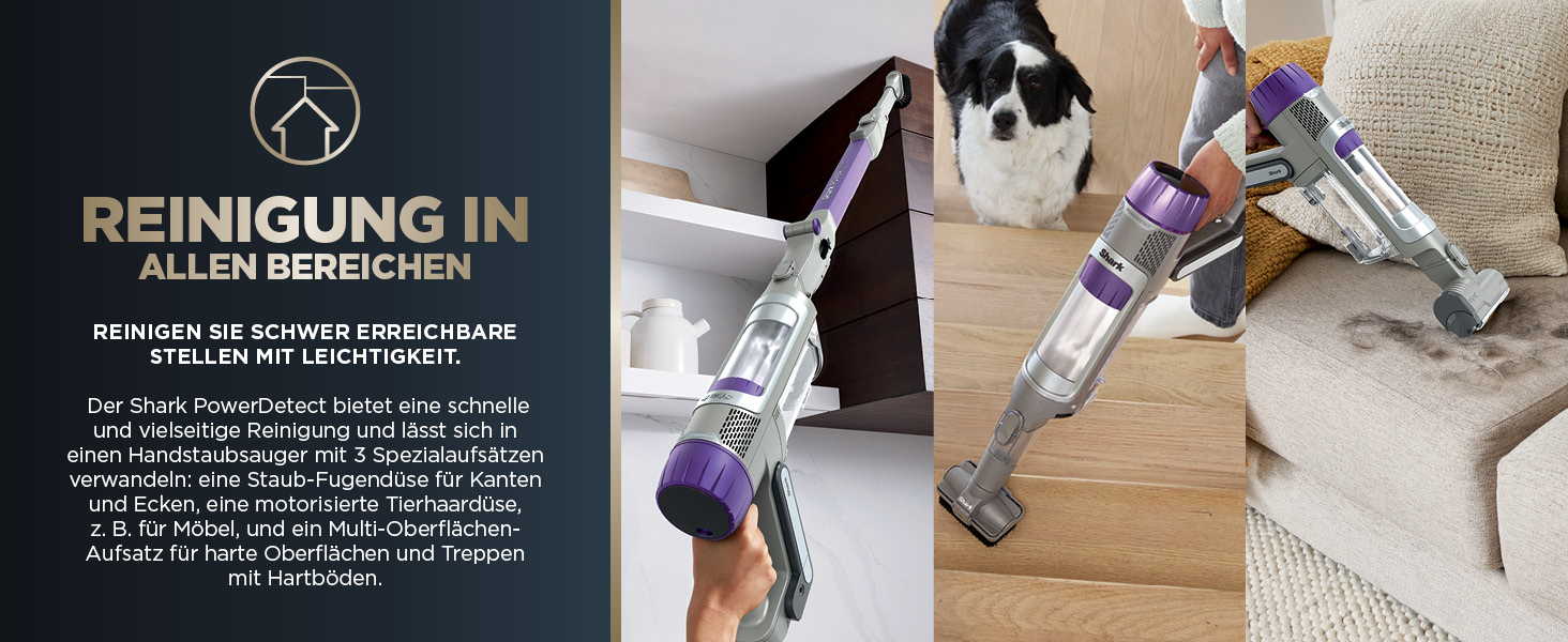 Пылесос Shark PowerDetect аккумуляторный, до 70 мин работы, беспроводной, без мешка, для шерсти животных, аллергиков, ковров и твердых полов, с шарнирным гибким трубопроводом, белый/серый, IP1251EUT