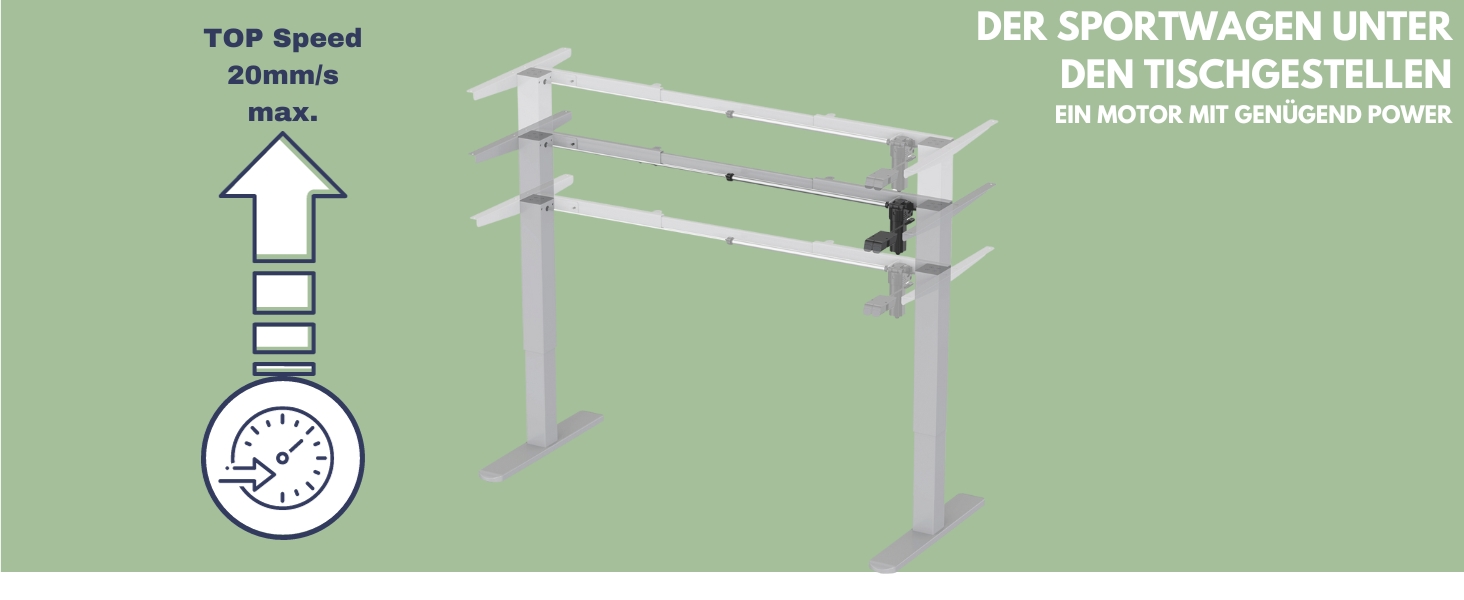 Електричний регульований стіл Albatros UP30, срібний | Металеве підстав'я, ніжки, опори для столу | Підходить для робочих місць середньої ширини