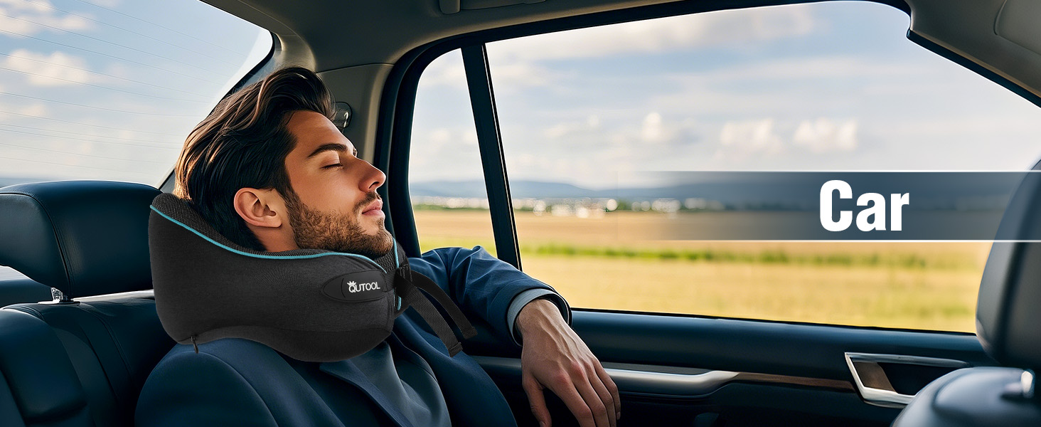 Подушка для шиї у літак з Memory Foam, регульовані ремені, дихаючий чохол, підтримка шиї для подорожей (літак, авто, поїзд). У комплекті: чохол для зберігання з гачком