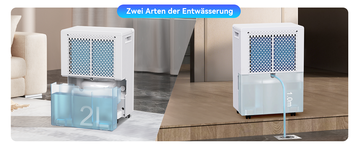 Електричний осушувач повітря Fwoueot 16L/24h для дому: осушувач з компресором, 16л/24г, для приміщень до 45м², автоматичне відтанення, 3 режими, таймер 24г, великий бак 2л, з колесами, для спальні