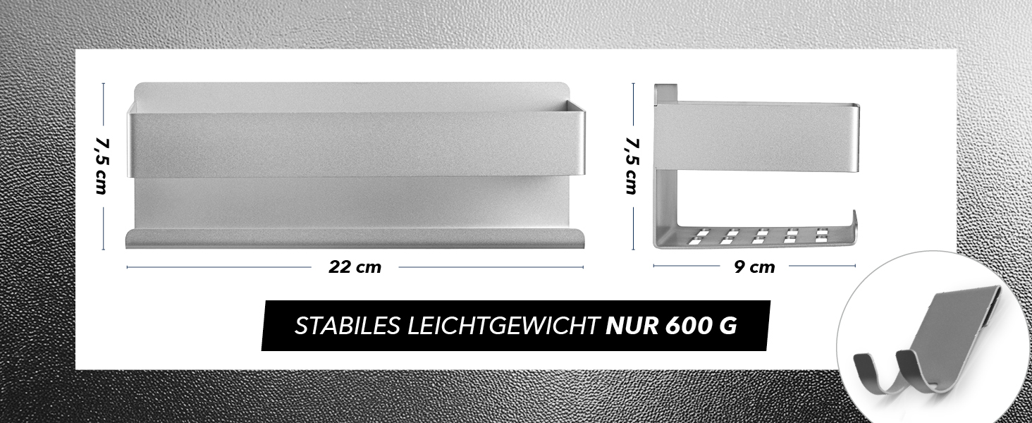 Набір душових полиць BENKSTEIN (2 шт.) | Полиці для душу з кріпленням на клей або свердління | Корзинка для душу без свердління | Тримач для гелю для душу та шампуню | Організатор для ванної кімнати, полиця для душу, срібна, 2 шт.