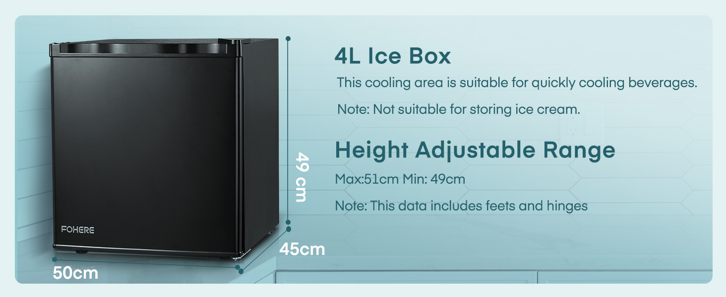 Міні-холодильник FOHERE 46L з відділенням для льоду | Компактний холодильник | Регулювання температури, енергозбереження, тиха робота | Холодильник для напоїв ідеально підходить для офісу, кемпінгу та геймінгу | Змінний бік відкривання дверцят | Чорний