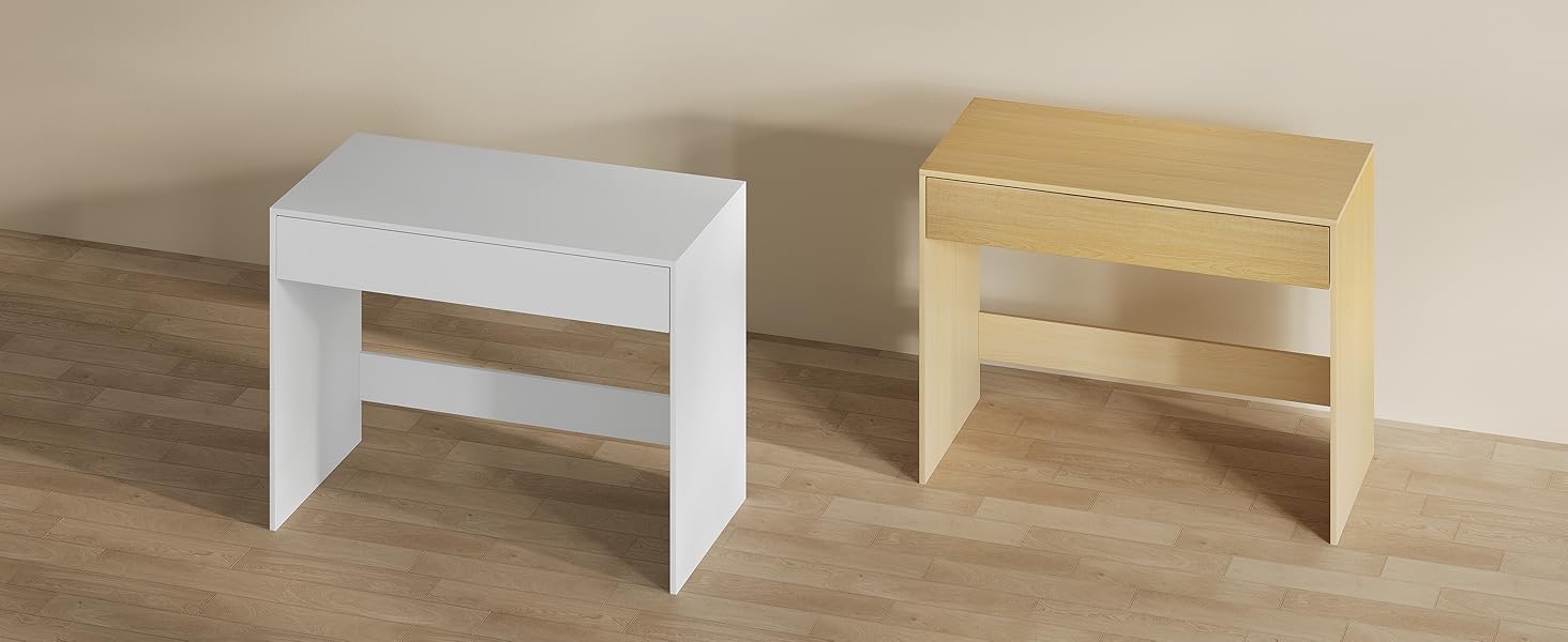 Комп'ютерний стіл з ящиками для дітей та спальні, мінімалістичний дизайн, 100x50x75 см, білий