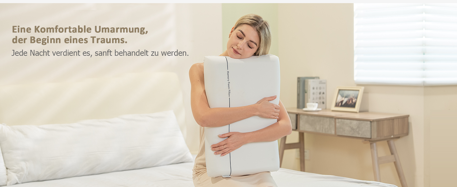 Подушка з піни Memory Foam Winthome з двостороннім регулюванням жорсткості 60x40x10 см, біла. Ортопедична подушка для сну на спині, боці та животі, сертифікат Oeko-Tex