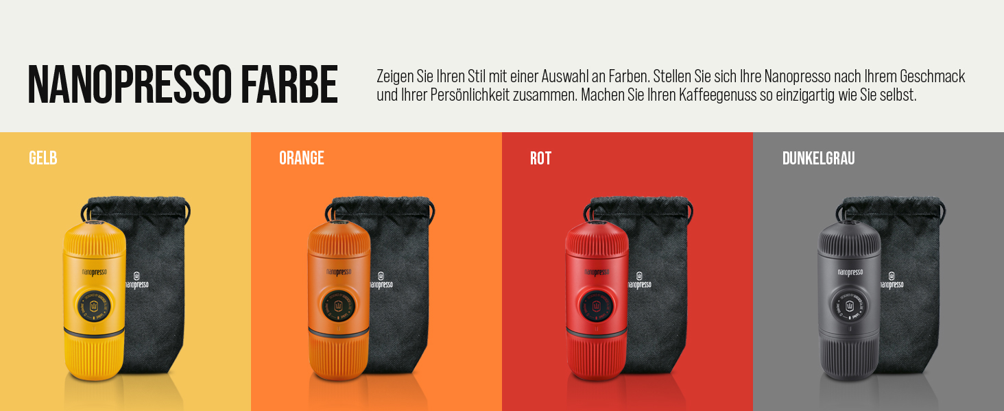 WACACO Nanopresso - портативна кавомашина для еспресо, 18 Bar, ручне керування, для подорожей, червона