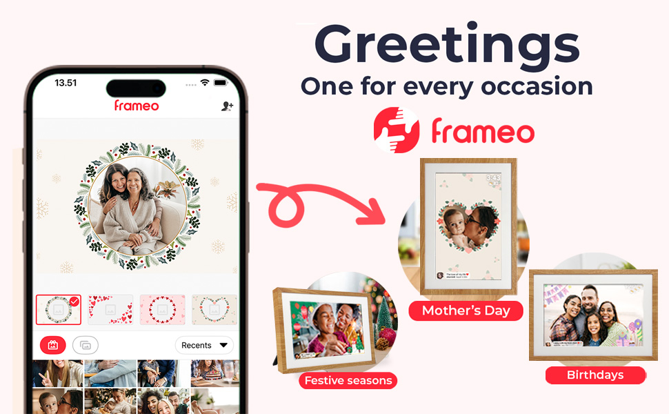 Цифровий фоторамка Frameo з Wi-Fi, 10.1 дюйма, 32GB, сенсорний екран, автоповорот, сумісність з додатком Frameo