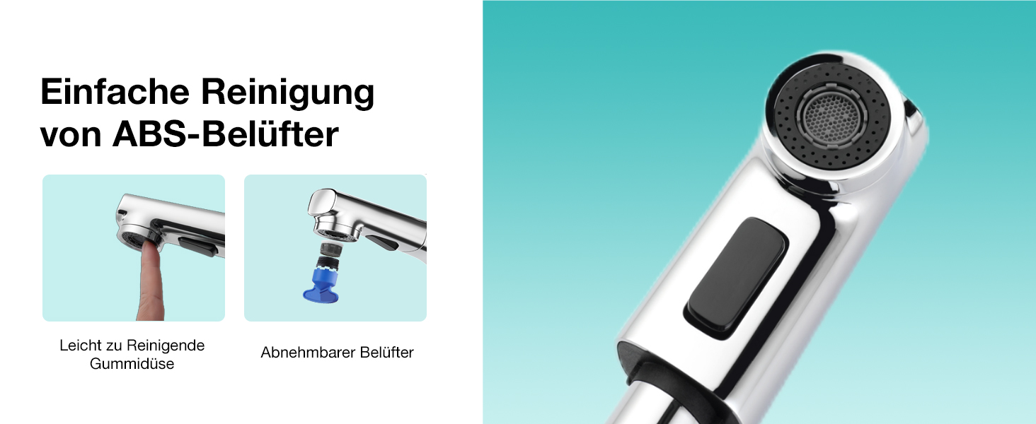 Сучасний змішувач для ванної кімнати CREA з висувною лійкою, 2 режими струменя, з міді, хром, для умивальника