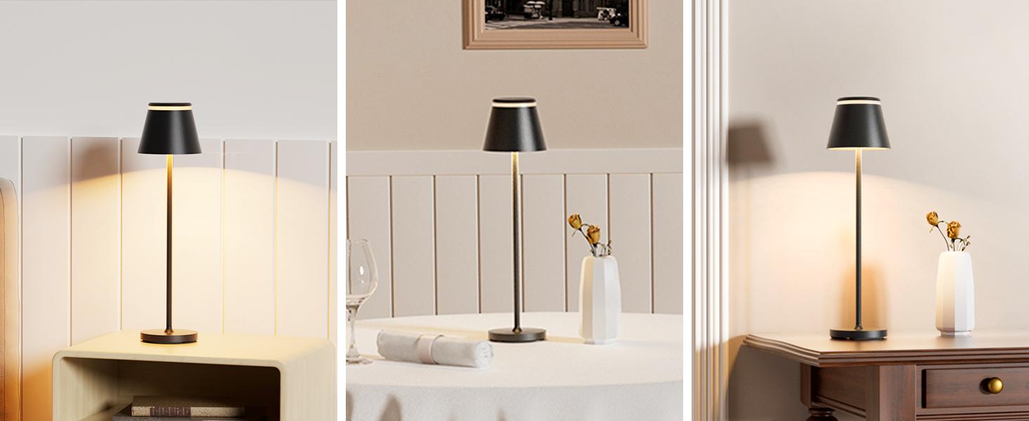 LED-лампа настільна бездротова Neoglint (2 шт) з бездротовою зарядкою та пультом ДУ, чорна