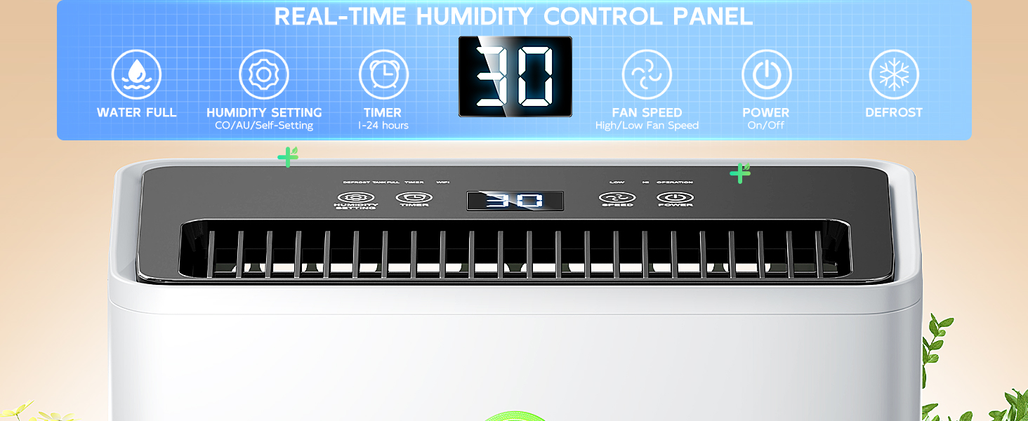 Електричний осушувач повітря 12л/24г з автоматичним та безперервним зливом (шланг у комплекті), для спалень та підвалів, LED-дисплей, тихий, з таймером