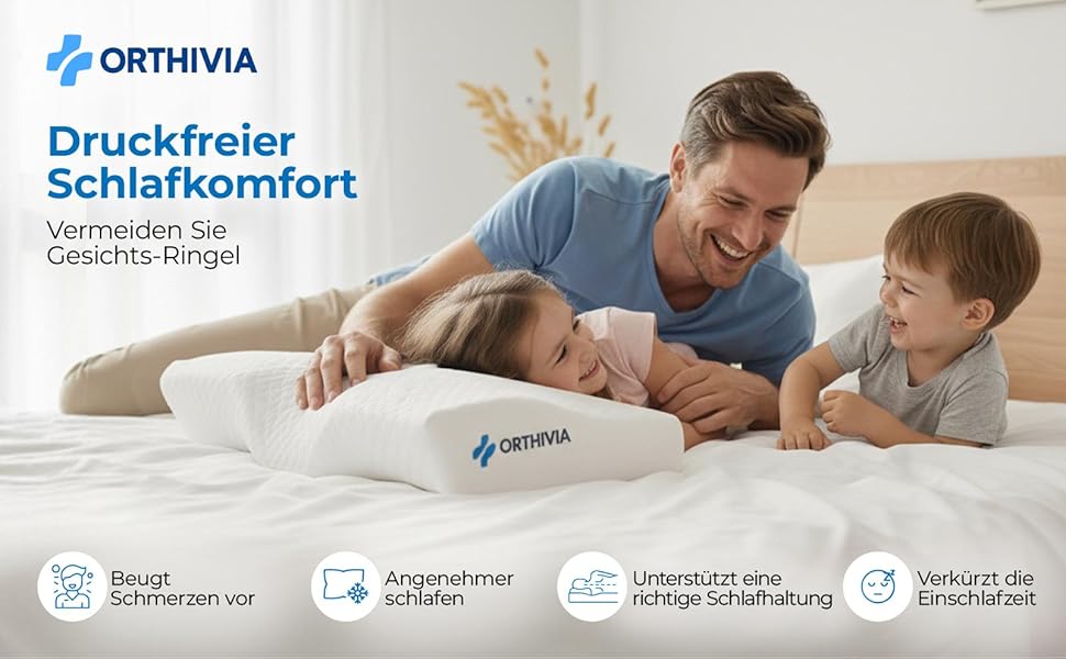 Подушка для сну на боці з ефектом пам'яті Memory Foam - ортопедична подушка для підтримки шиї, біла