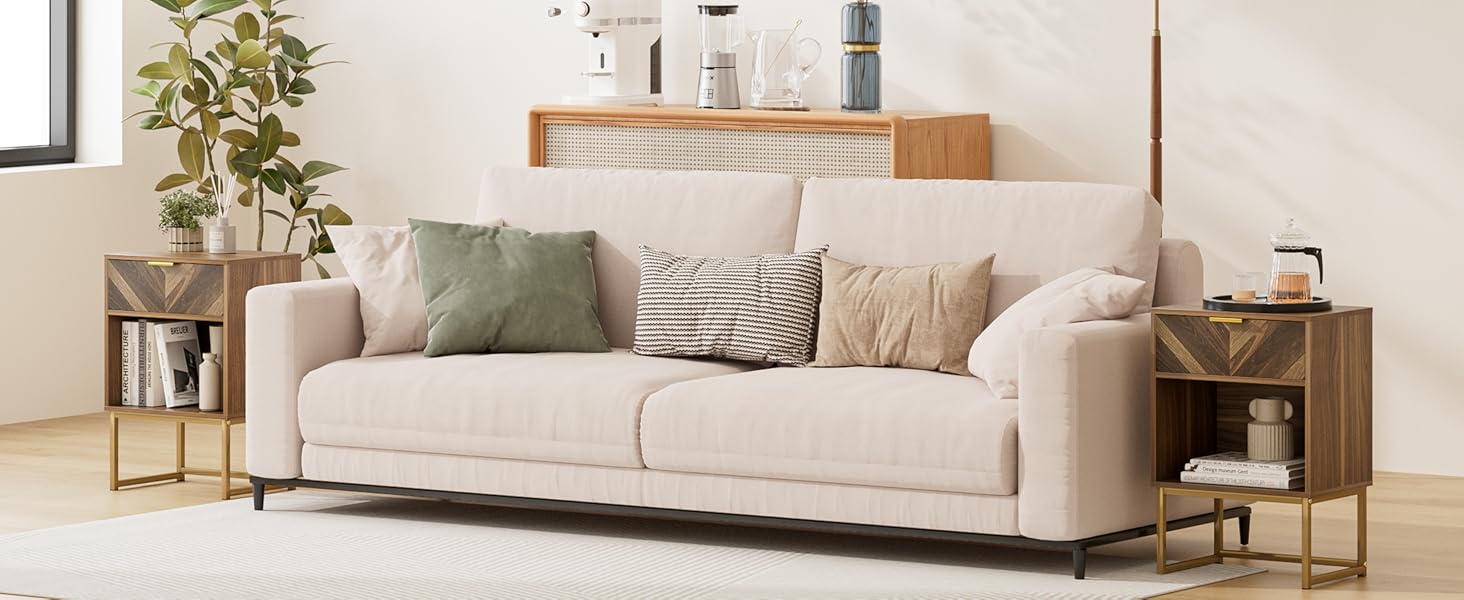 Приліжкова тумбочка з відкритим відділенням, журнальний столик для вітальні та спальні (горіх, 40 x 30 x 60 см)