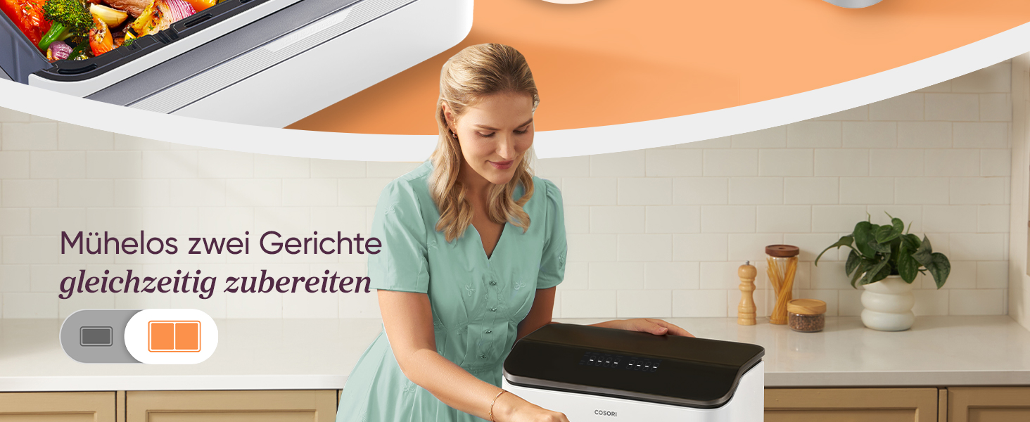 Фритюрниця COSORI Dual Blaze TwinFry з 2 камерами, 10 л, з 4 нагрівальними елементами, чорна