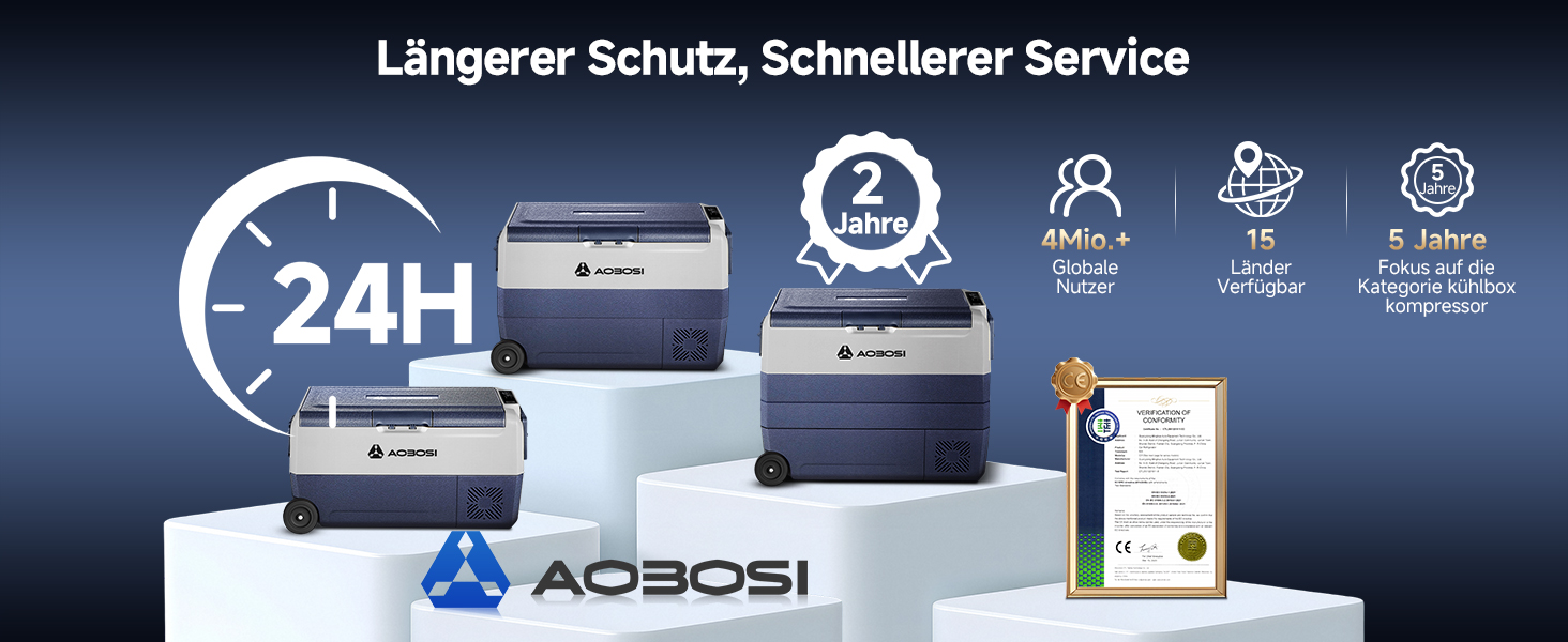 Автомобільний компресорний холодильник AAOBOSI 50л з Wi-Fi, 12/24V/220V, -20°C для авто, кемпінгу, вантажівок, з двома зонами охолодження