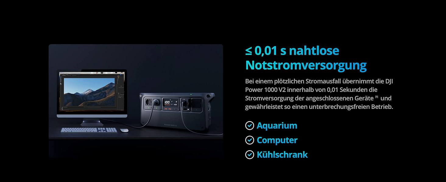 Портативна електростанція DJI Power 1000 V2: 1024Wh, 2600W, LiFePO4, для кемпінгу/дому/RV, швидка зарядка