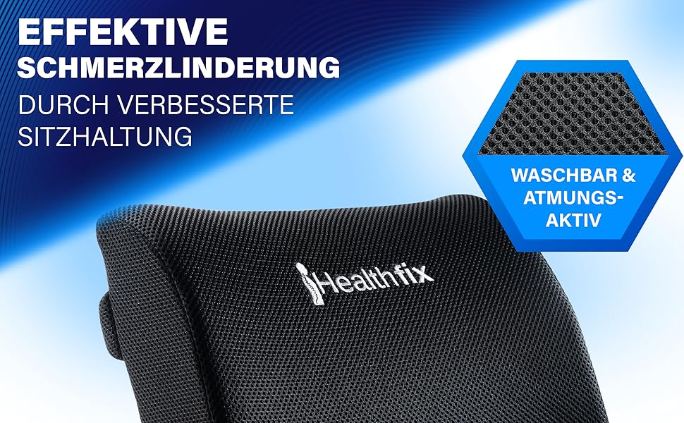 Ергономічна подушка під поперек Healthfix з ефектом пам'яті для офісного стільця, авто та дивана (розмір Medium, 70-90 кг)