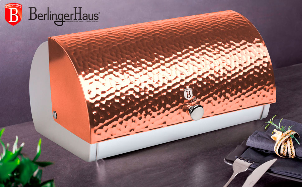 Хлібниця Berlinger Haus Rose Gold, розсувна кришка, нержавіюча сталь, сучасний дизайн, рожеве золото