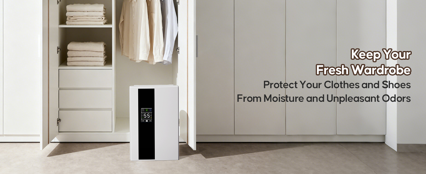 Електричний осушувач повітря 2200 мл з пульт дистанційного керування та LED дисплеєм, тихий (＜30dB), автовимкнення, таймер 24 год, режим сну для спальні, ванної кімнати, підвалу до 25㎡