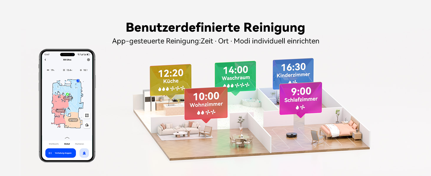 Робот-пилосос Tesvor S8 Pro з функцією миття - 8000Pa, 3в1, LiDAR-навігація, 240 хв роботи, керування через додаток/Alexa, для шерсті тварин, килимів та твердих підлог