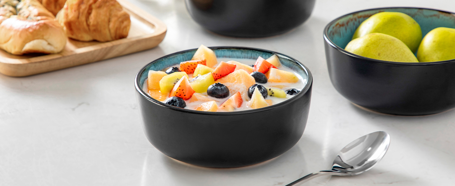 Набір посуду Vancasso AMBER на 12 осіб, 48 предметів: тарілки обідні, десертні, супові, миски (блакитний, реактивна глазур, для посудомийної машини)