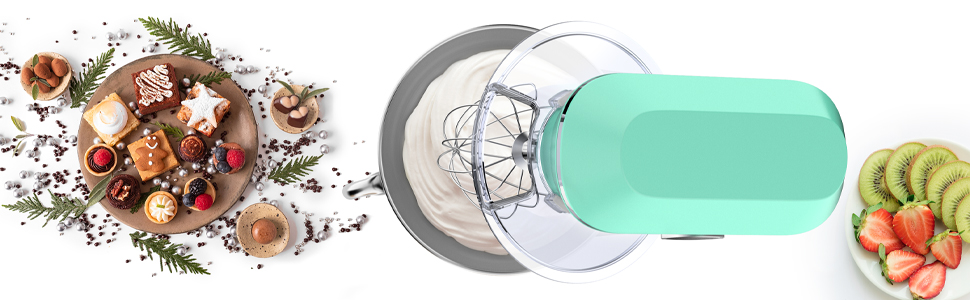 Кухонна машина 9.5л з планетарним міксером, 1500W, DOBBOR, з набором насадок (міксер, гак для тіста, вінчик), 7 швидкостей, синій колір