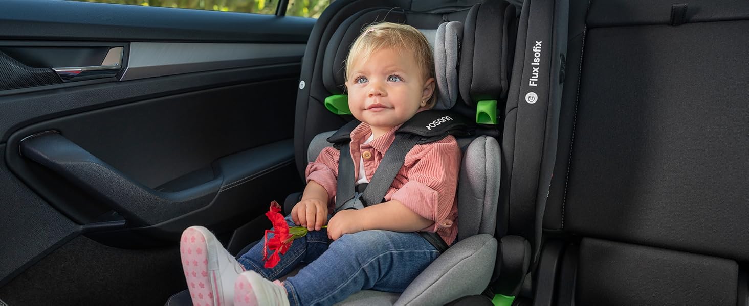 Дитяче автокрісло Osann Flux Isofix, i-Size від 76 до 150 см, зростаюче дитяче автокрісло Isofix- сірий меланж i-Size сірий меланж