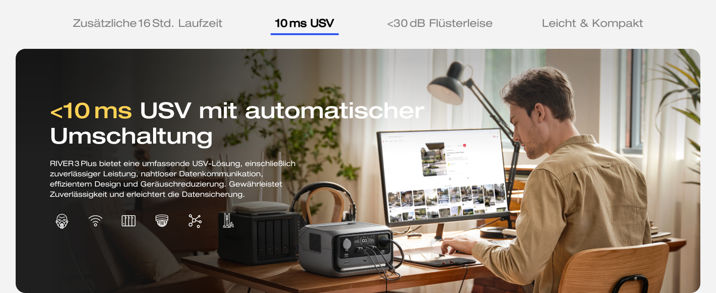 Електростанція EcoFlow RIVER 3 Plus+60W: портативна, 245 Wh, LFP акумулятор, 600 W, USB, UPS, для кемпінгу та дому