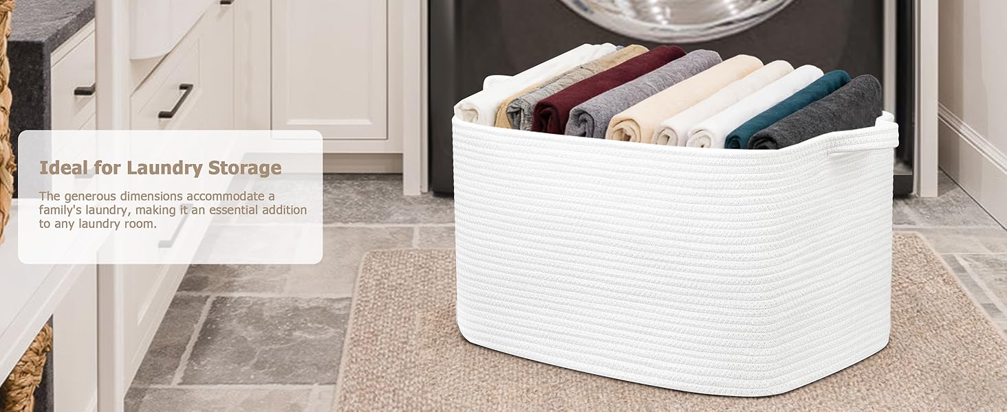 Кошики для білизни 2 шт. (63L) з бавовни, плетений, з ручками, для зберігання ковдр, одягу, іграшок, білий та коричневий