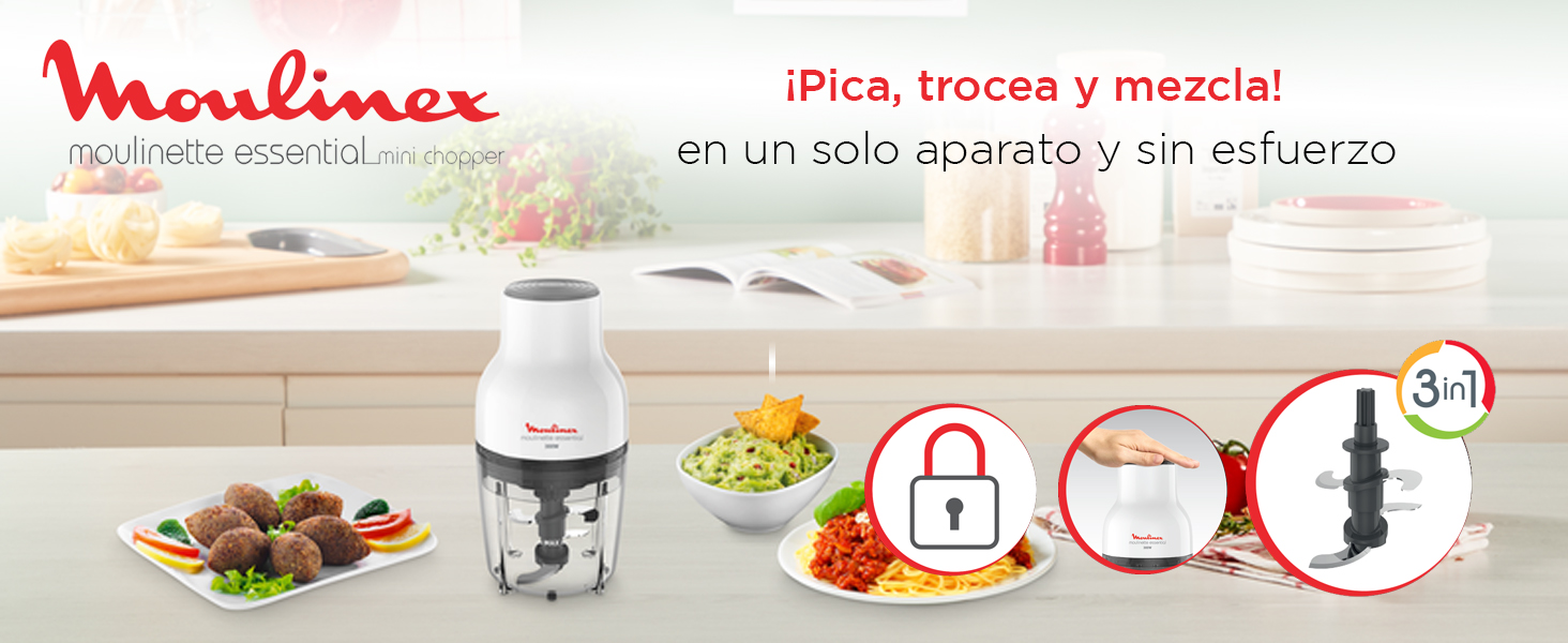 Подрібнювач Moulinex Moulinette Essential DJ5201 3-в-1: подрібнювач, міксер, шинковка, 300 Вт, 0.4 л