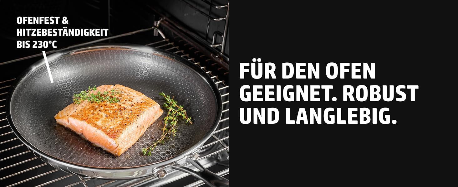 Сковорода HENSSELERS® 28 см - універсальна для всіх типів плит, антипригарне покриття у вигляді сот, індукційна, стійка до подряпин та порізів