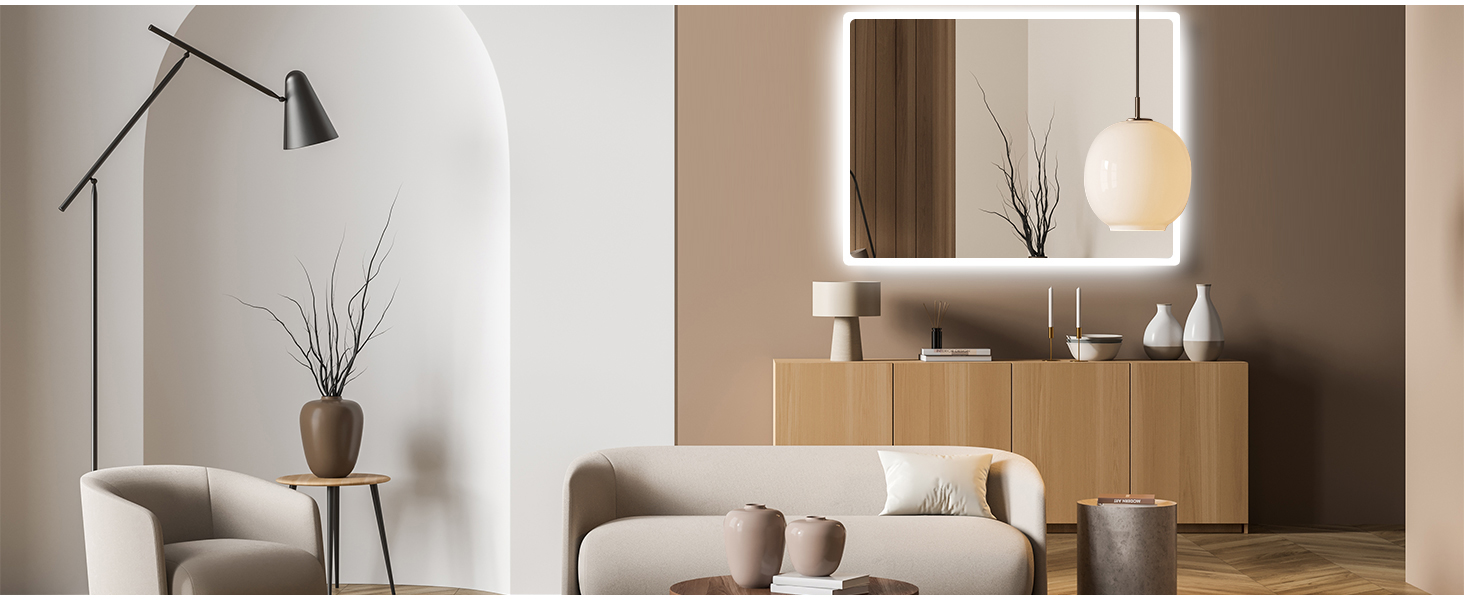 Дзеркало для ванної кімнати SONNI з підсвічуванням 80x60 см, IP44, холодне біле світло