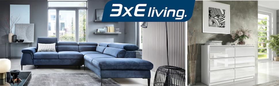 Комод, 8 шухляд, Білий Глянець, 120 см, 3E 3xEliving.com