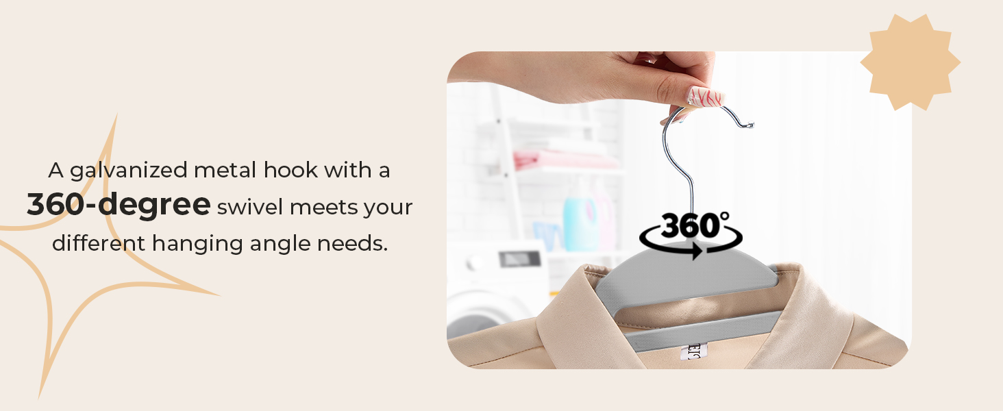 50 штук вішалок для одягу з пластику HOUSE DAY - міцні, з неслизьким покриттям, 360° обертання, сірі