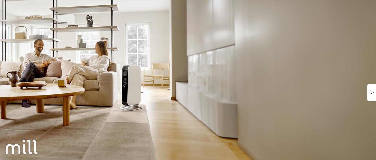 Електричний конвекторний обігрівач Mill 2200W для приміщень 26-30 м² з таймером, білий