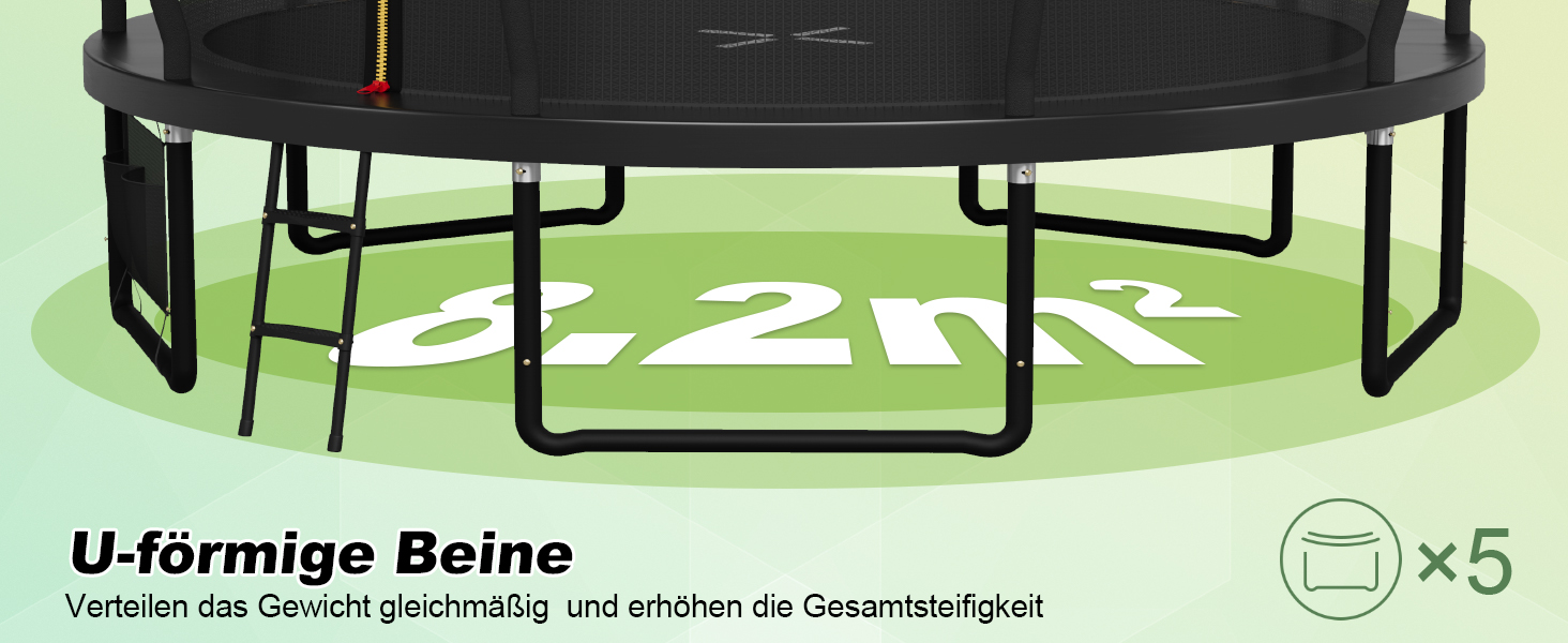 Батут садовий Flamaker Ø228/305/366/427 см з захисною сіткою, до 150 кг, для дітей та дорослих, чорний