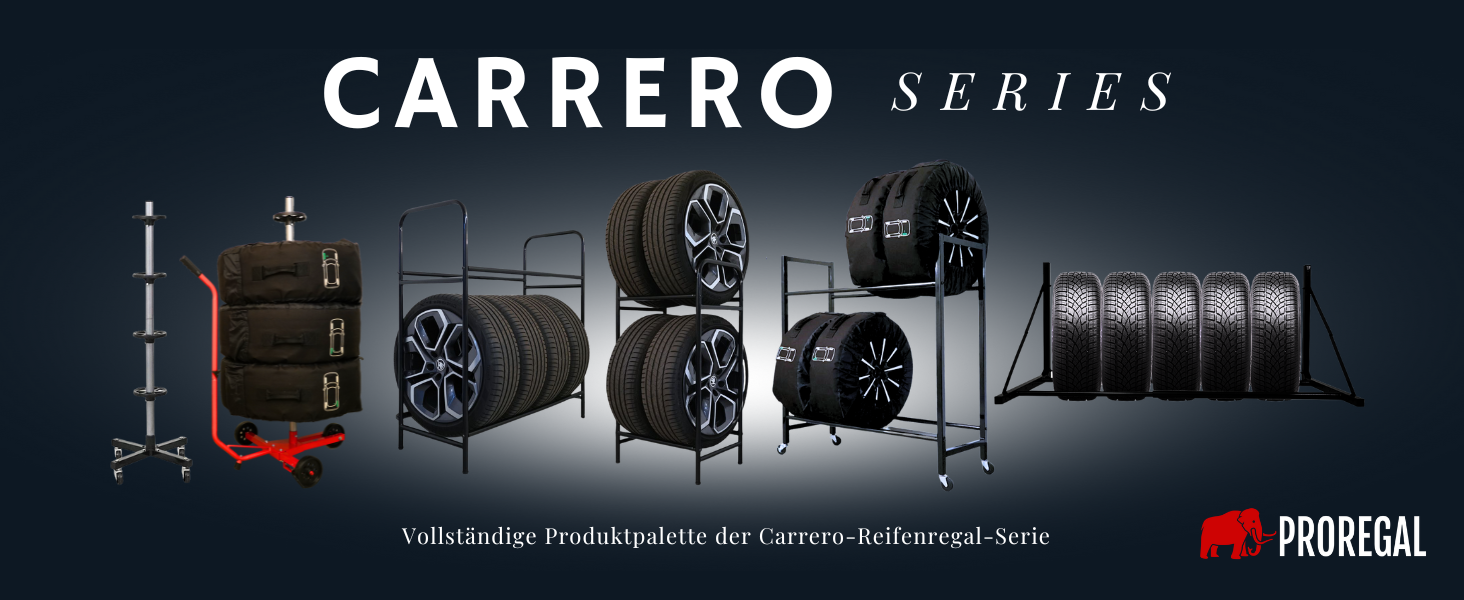 Стелаж для шин PROREGAL CARRERO 104x55x40 см - 8 шин, 2 рівня, чорний