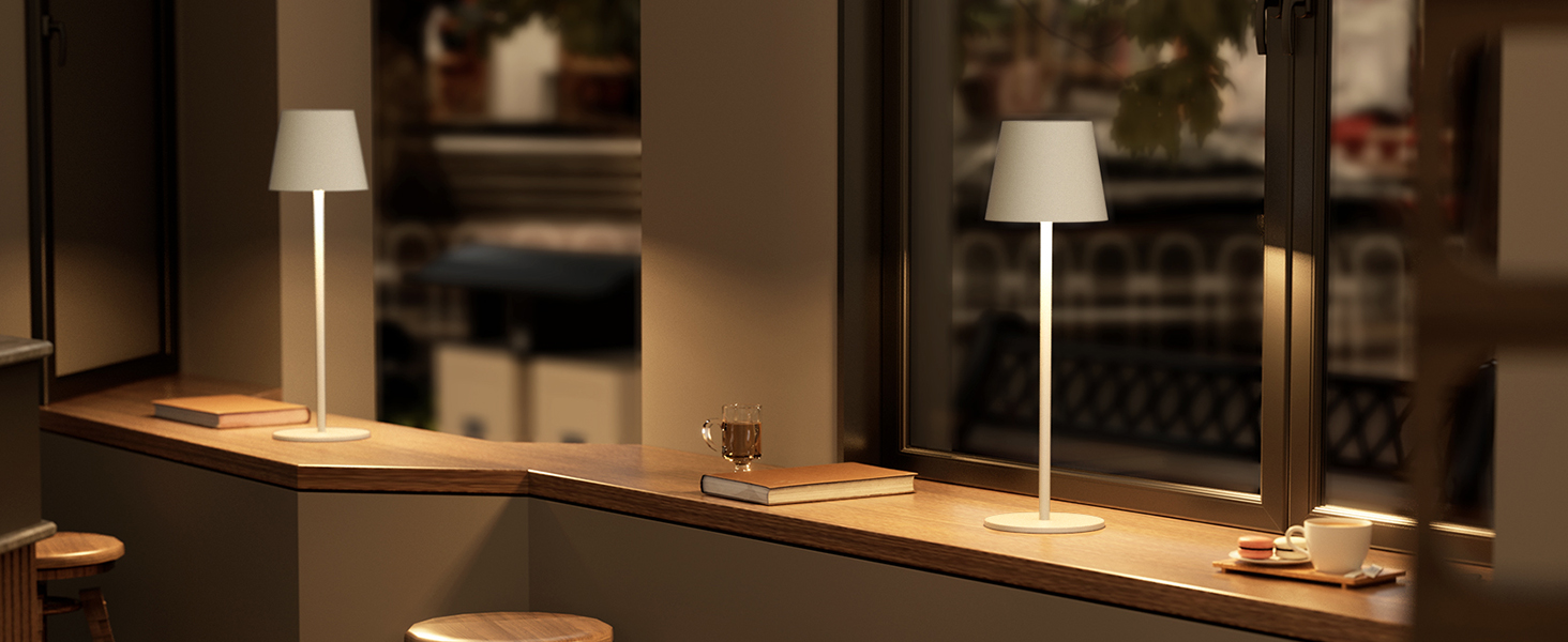 LED-лампа K-Bright на акумуляторі, 4 шт., диммування, 36.5 см, IP54, тепле світло 2700K, USB-C, бежевий