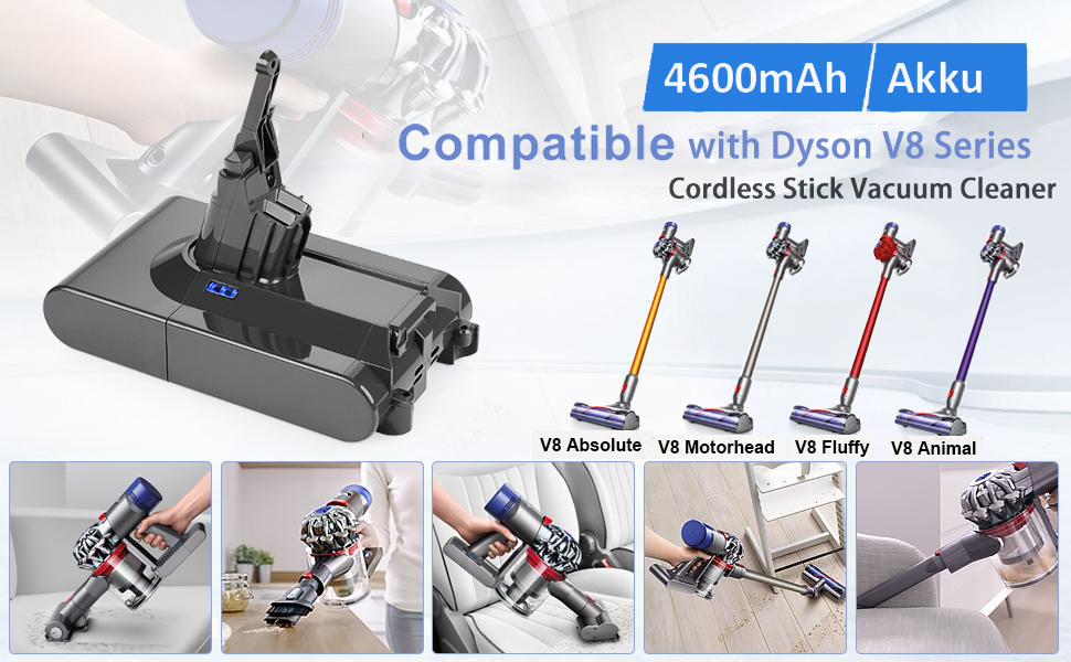 Змінна батарея 21,6 В 4600 мАг для Dyson V8 SV10 Літій-іонний акумулятор для V8 Absolute/Animal/Fluffy/Motorhead