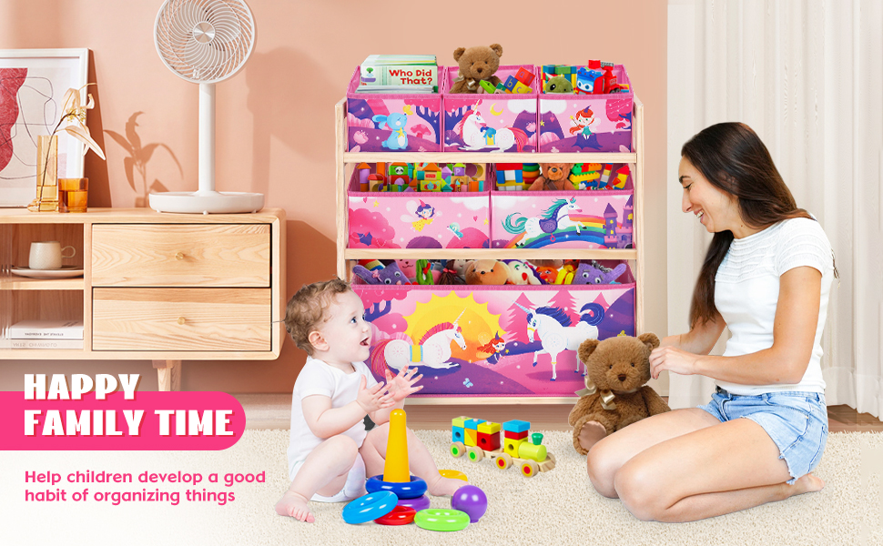 Органайзер для іграшок HOMCENT з колесами та 6 контейнерами великої місткості для дитячої кімнати, дівчачої кімнати